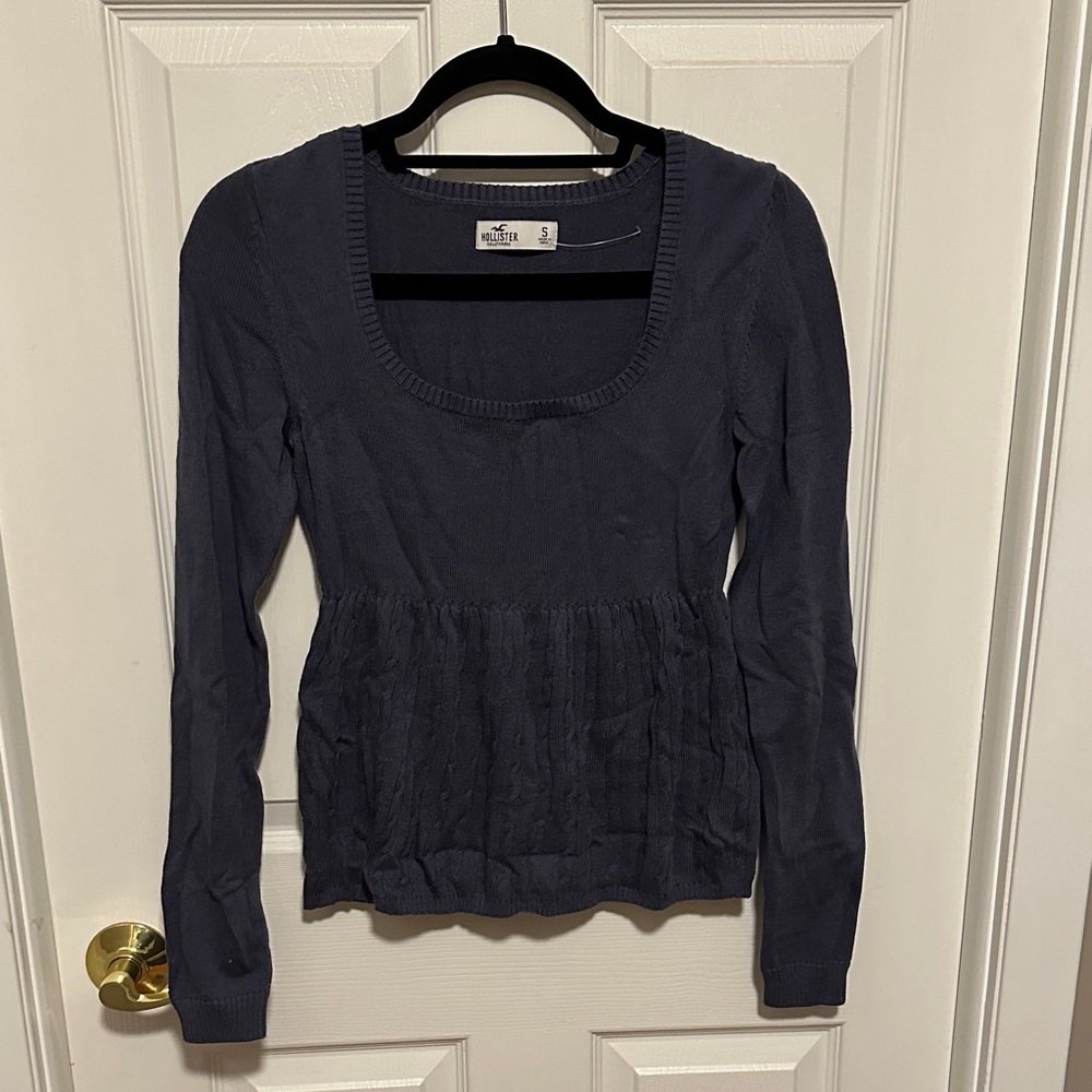 Hollister Navy Long Sleeve baby doll sweater